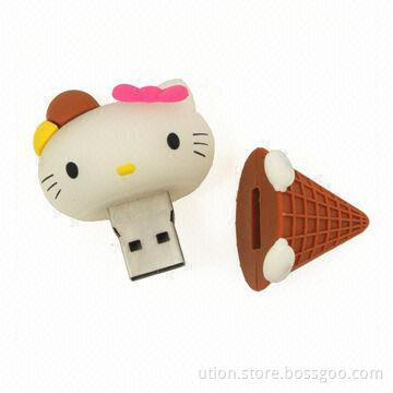 USB Flash Drives with 1 to 32GB Memory Capacity, Cartoon Design, Free Logo and Package